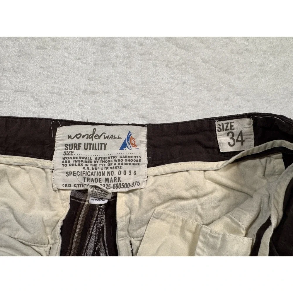 Wonderwall Surf Utility Plaid Cargo Shorts Men's‎ Size 34 Brown White